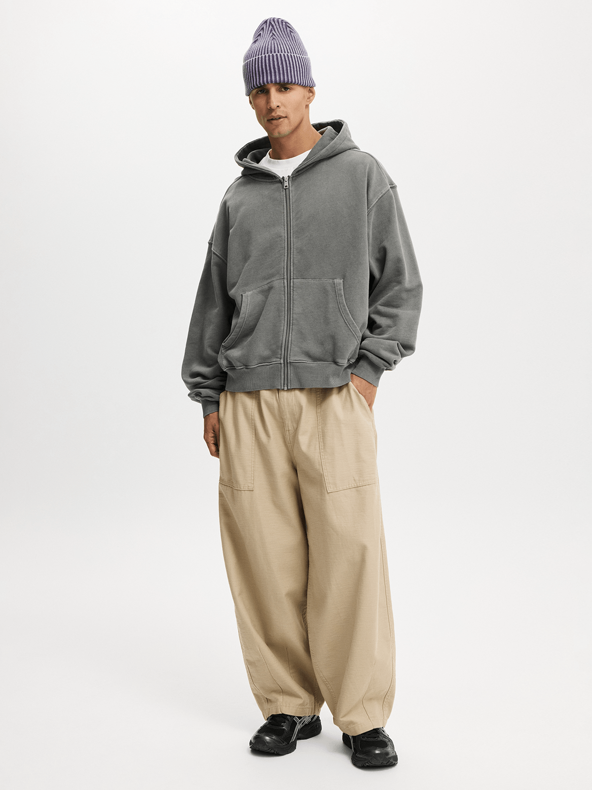 Men's Cotton On Grey Cropped Zip Up Hoodie Cotton On