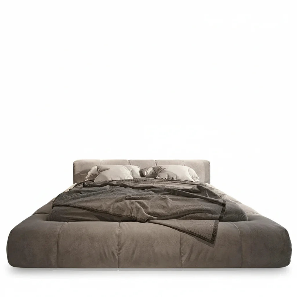 Astrid Velvet Fabric Low Headboard Bed